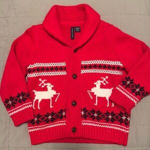 Janie & Jack Boys Cardigan Sweater 18-24mos Red Navy White Holiday R…